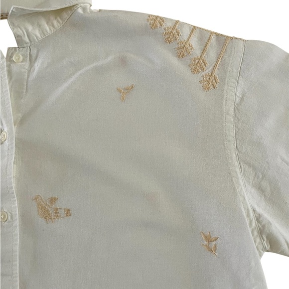 Zara White Embroidered Button-Up Shirt - Picture 2 of 6